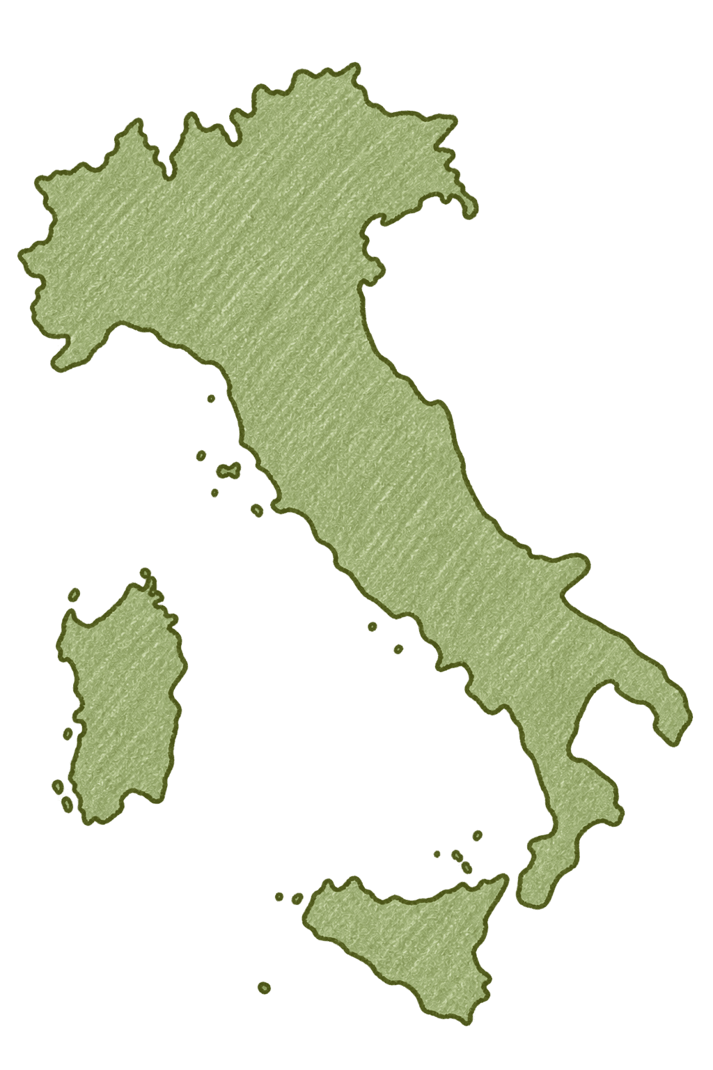 イタリアの地図。北部のピアチェンツァ付近に印を付けています